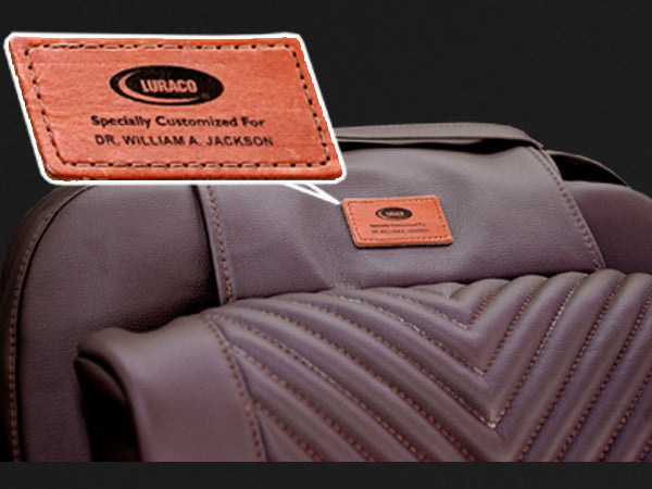 Genuine leather OWNER’S NAME TAG on the chair
