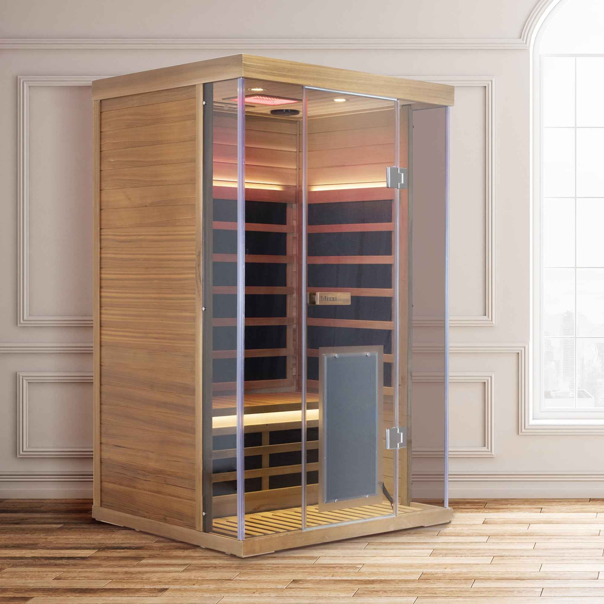 2-Person Red Cedar Full-Glass Full-Spectrum Infrared Sauna Wizzisaunas SR02