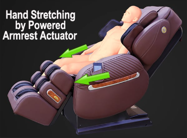 HAND STRETCHING BY POWERED ARMREST ACTUATOR