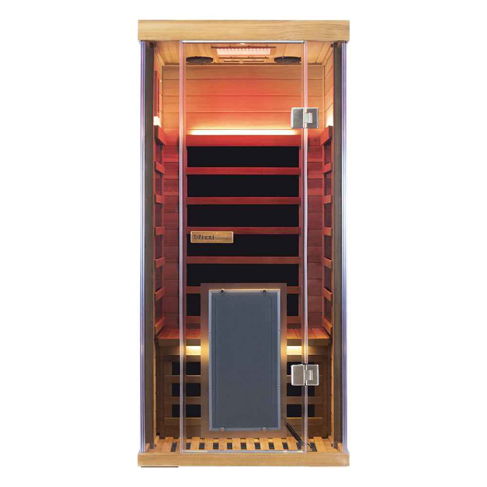 1-Person Red Cedar Full-Glass Full-Spectrum Infrared Sauna Wizzisaunas SR01