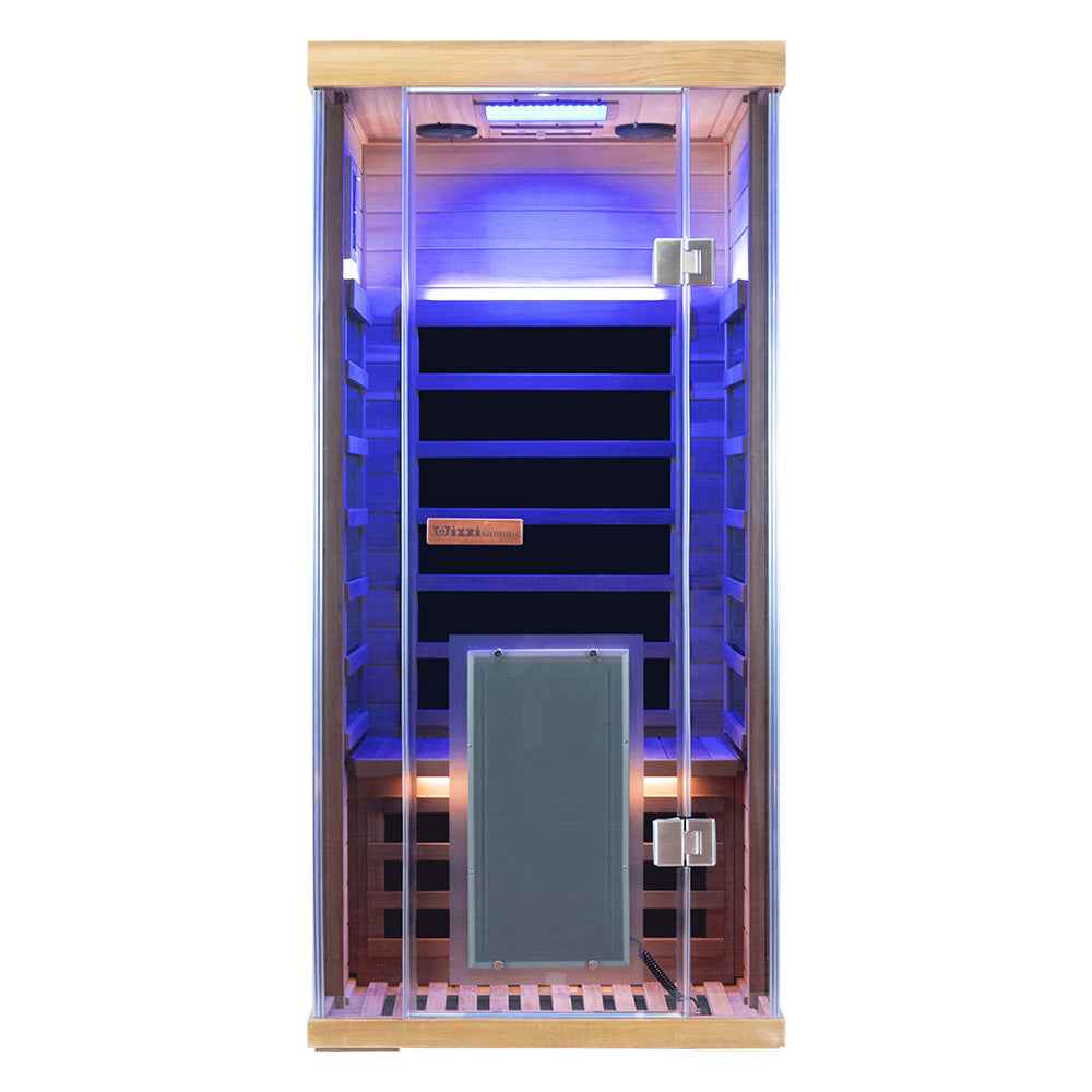 1-Person Red Cedar Full-Glass Full-Spectrum Infrared Sauna Wizzisaunas SR01