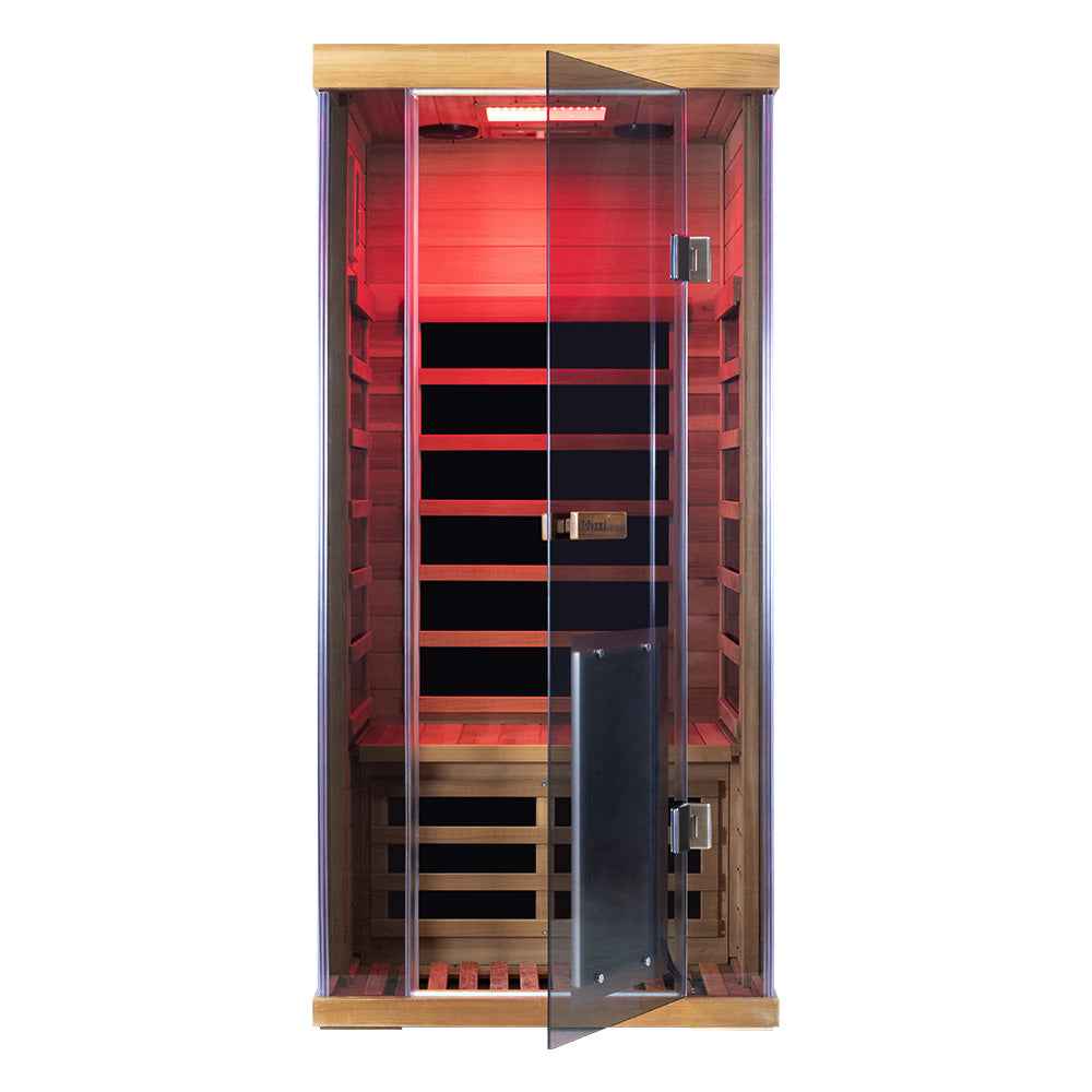 1-Person Red Cedar Full-Glass Full-Spectrum Infrared Sauna Wizzisaunas SR01