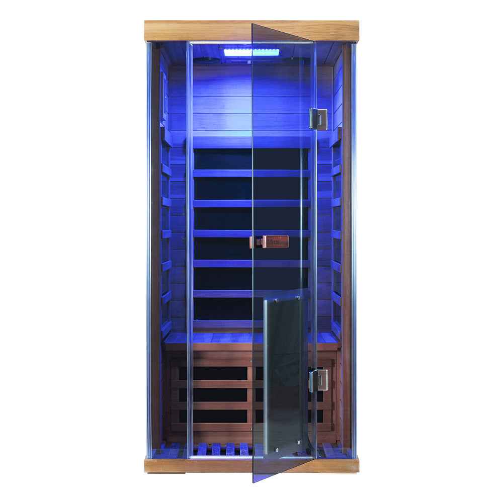 1-Person Red Cedar Full-Glass Full-Spectrum Infrared Sauna Wizzisaunas SR01