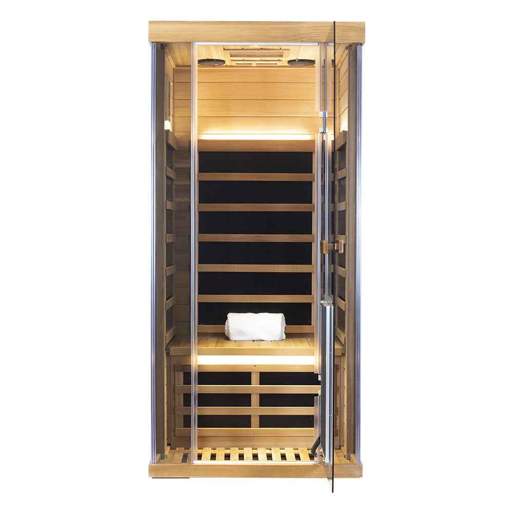 1-Person Red Cedar Full-Glass Full-Spectrum Infrared Sauna Wizzisaunas SR01