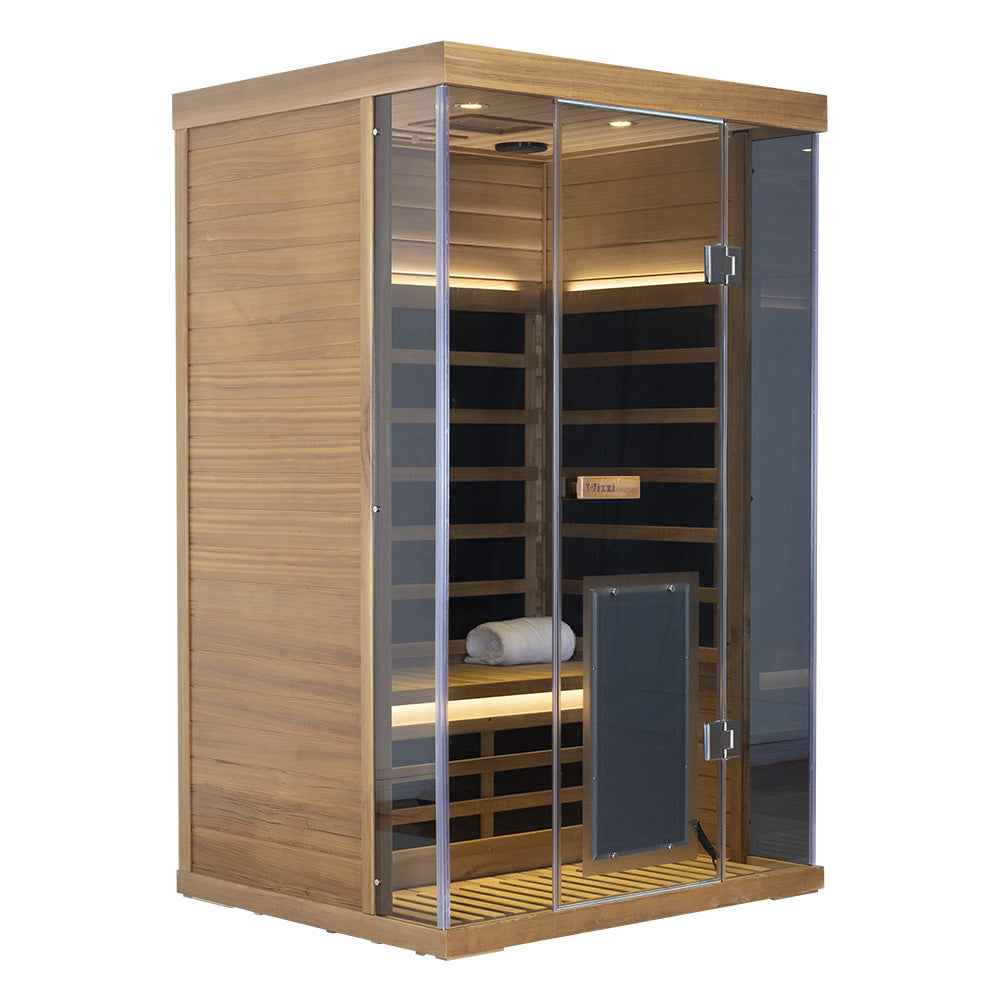 2-Person Red Cedar Full-Glass Full-Spectrum Infrared Sauna Wizzisaunas SR02