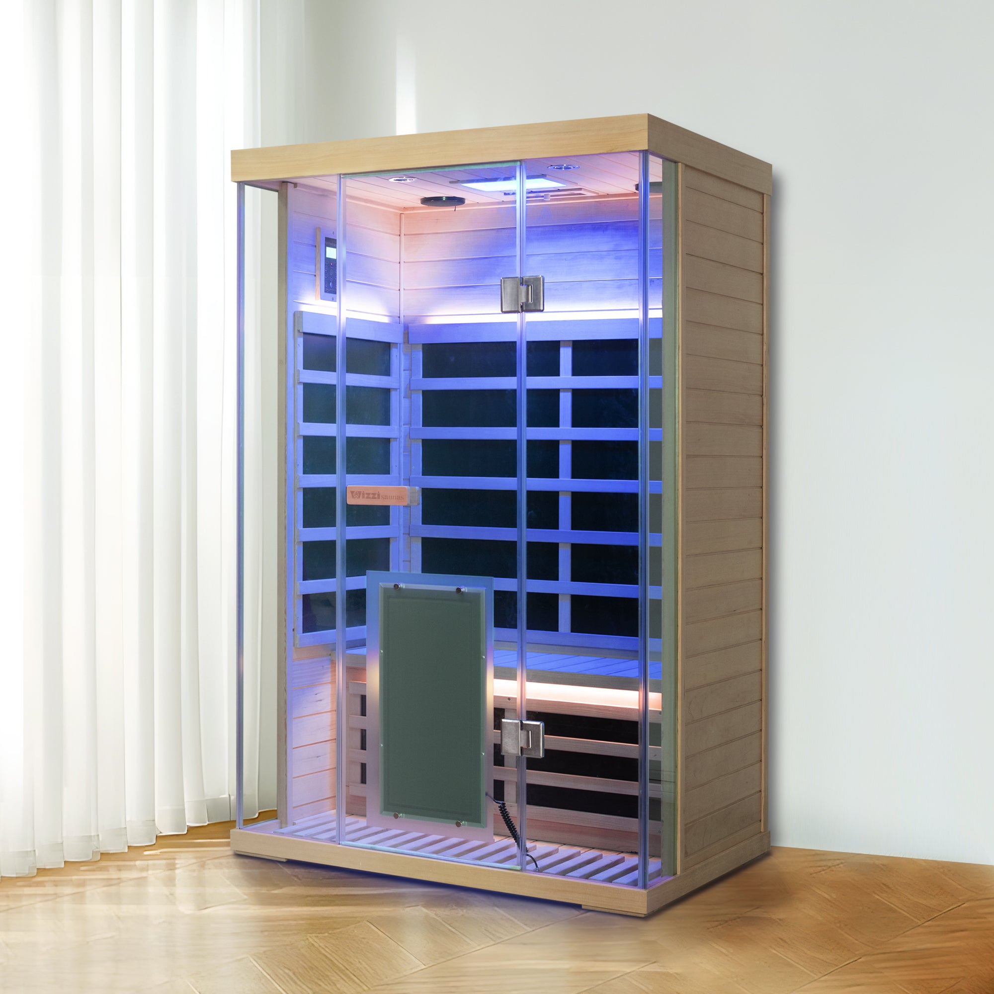 2-Person Hemlock Full-Glass Full-Spectrum Infrared Sauna Wizzisaunas SH02