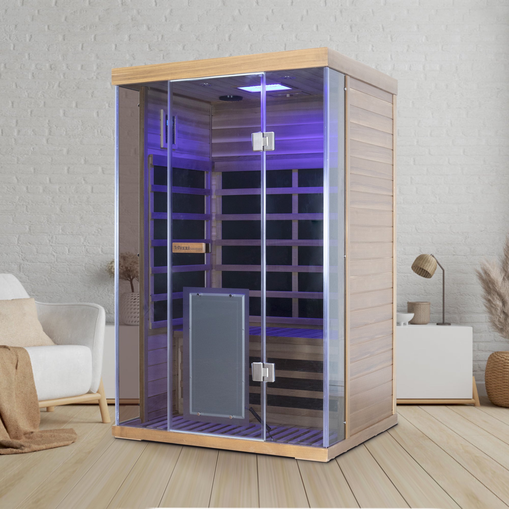 2-Person Red Cedar Full-Glass Full-Spectrum Infrared Sauna Wizzisaunas SR02