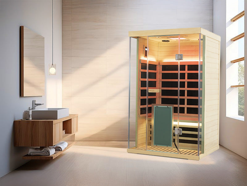 2-Person Hemlock Full-Glass Full-Spectrum Infrared Sauna Wizzisaunas SH02