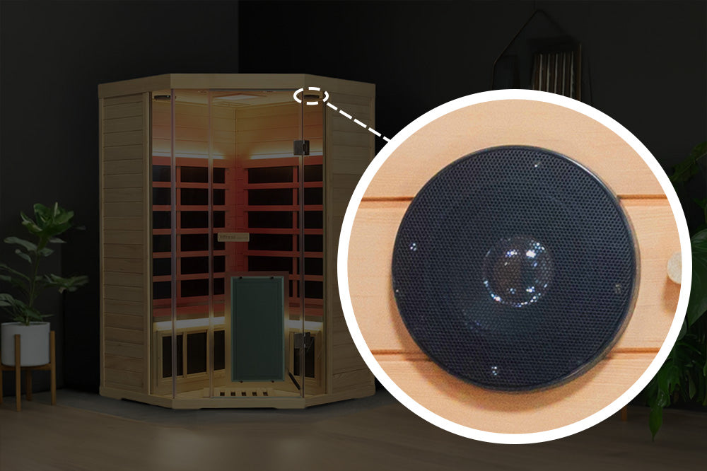 Corner Hemlock Full-Glass Full-Spectrum Infrared Sauna Wizzisaunas SH07