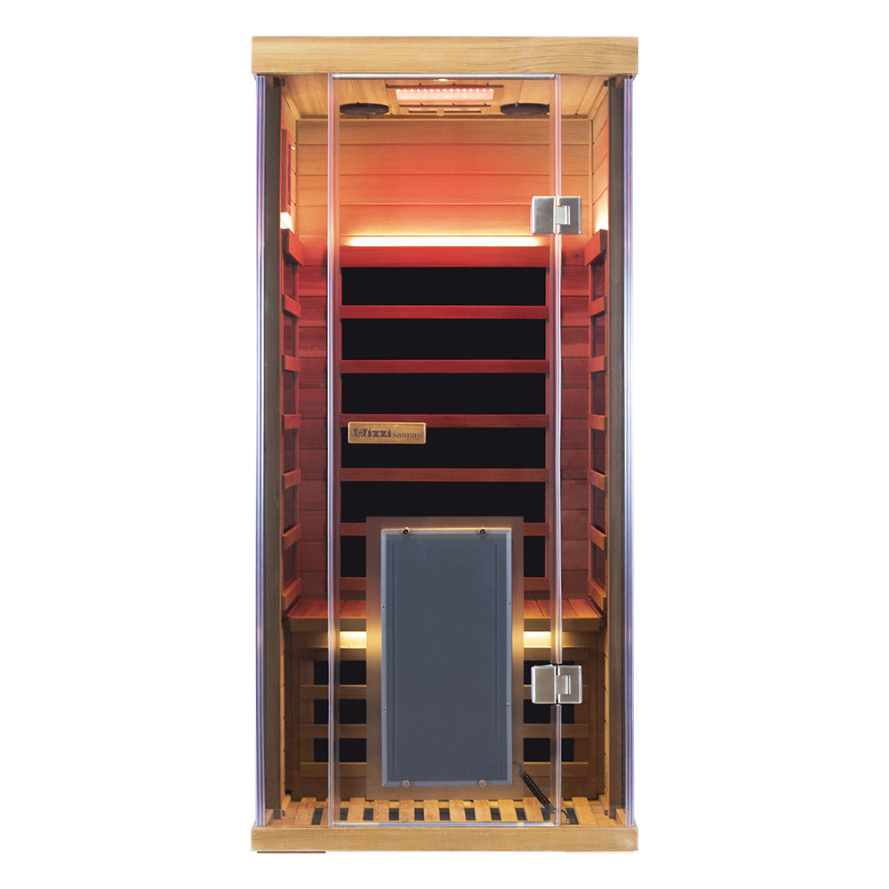 1-Person Red Cedar Full-Glass Full-Spectrum Infrared Sauna Wizzisaunas SR01