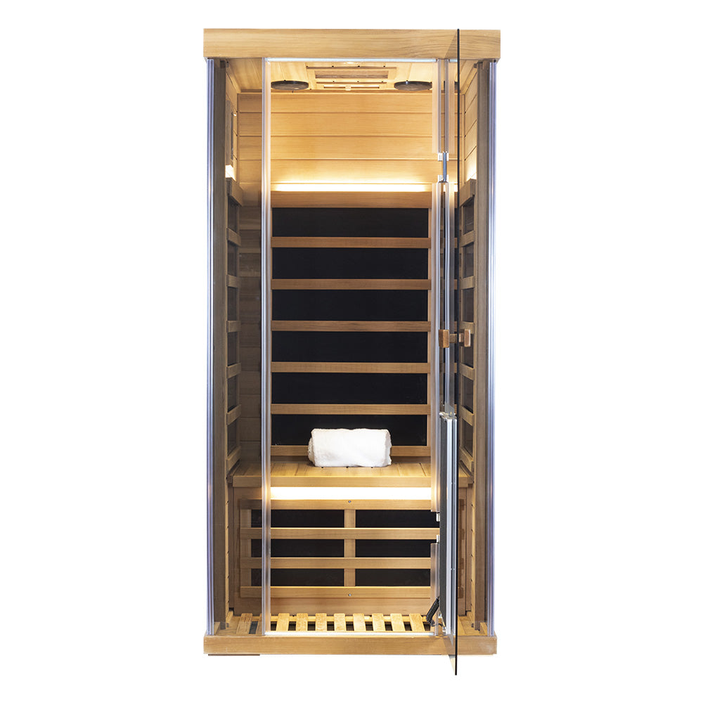 1-Person Red Cedar Full-Glass Full-Spectrum Infrared Sauna Wizzisaunas SR01