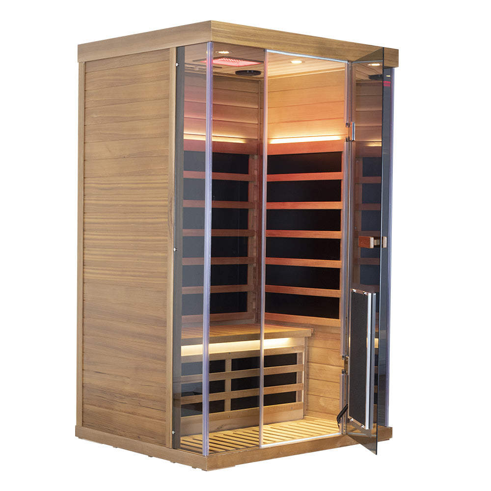 2-Person Red Cedar Full-Glass Full-Spectrum Infrared Sauna Wizzisaunas SR02