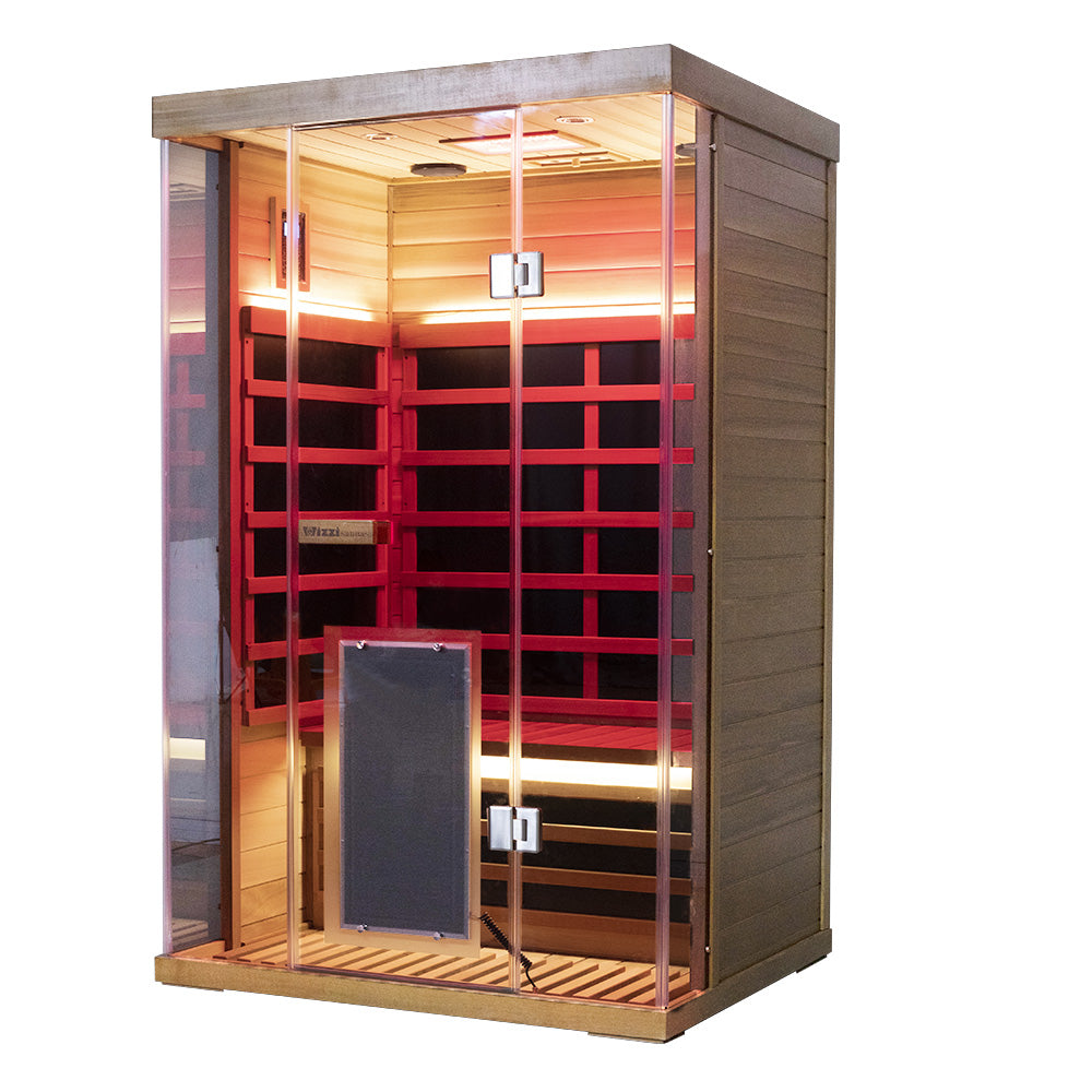 2-Person Red Cedar Full-Glass Full-Spectrum Infrared Sauna Wizzisaunas SR02