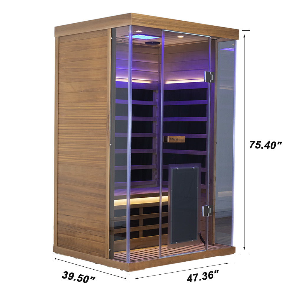 2-Person Red Cedar Full-Glass Full-Spectrum Infrared Sauna Wizzisaunas SR02